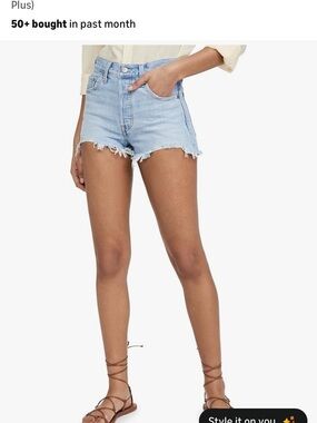 Levi's Light Blue Frayed 501 Premium Shorts